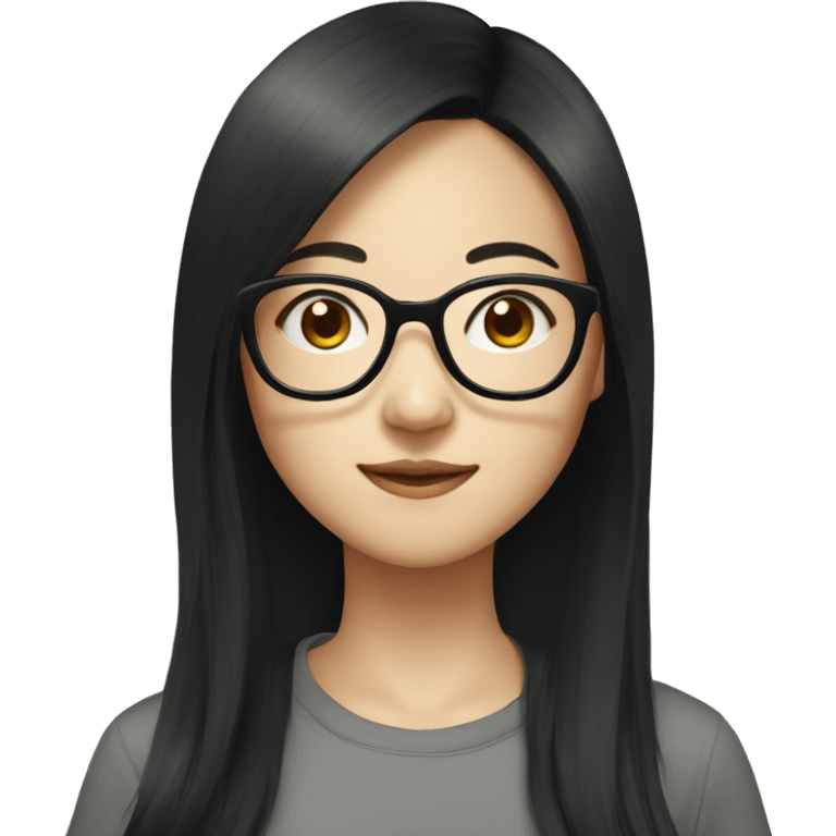 asian girl long black hair with glasses emoji