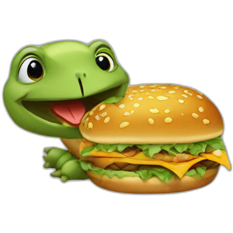 Turtle eating hamburger emoji