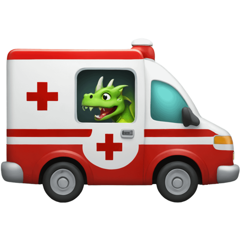 Dragon inside an ambulance driving an ambulance  emoji