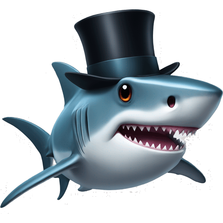 Shark with a top hat emoji