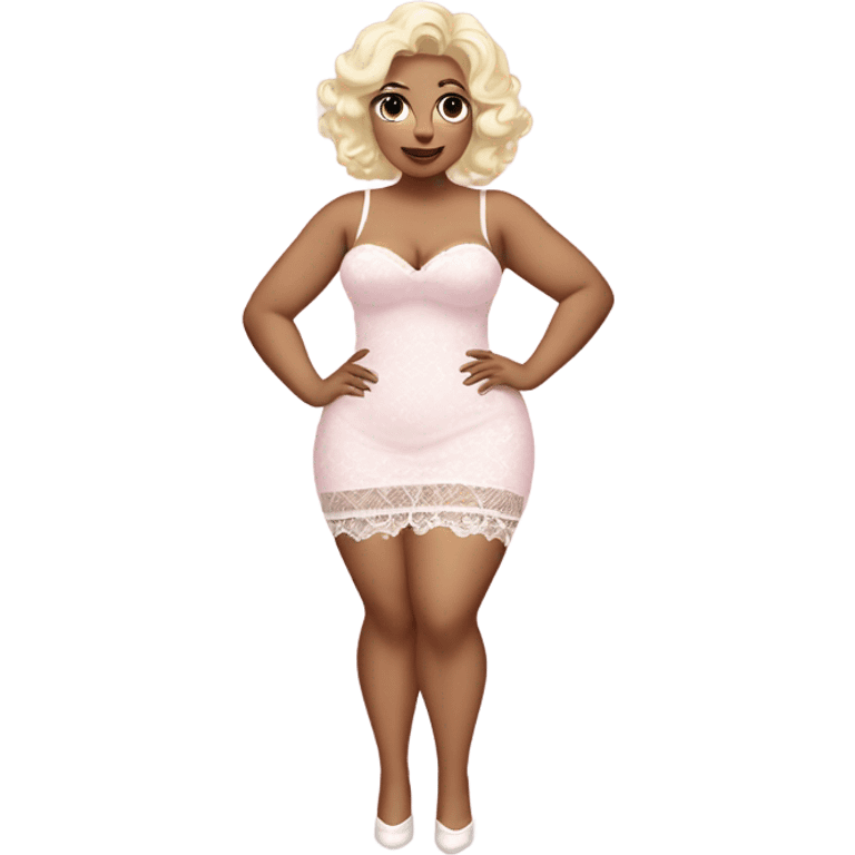 Thick thighs white blonde coquette dress, light pink cloth and white lace emoji