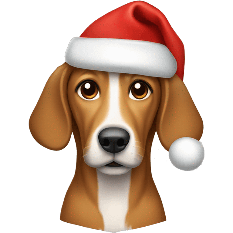 light brown dadhound with christmas hat emoji