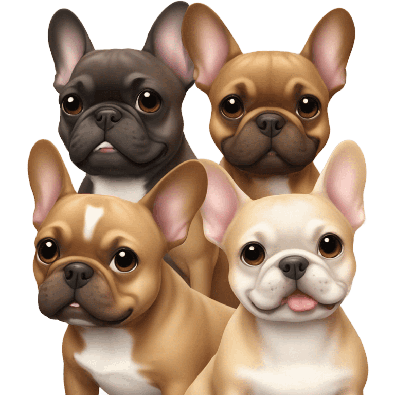 Brown & tan and fawn French bulldog friends emoji