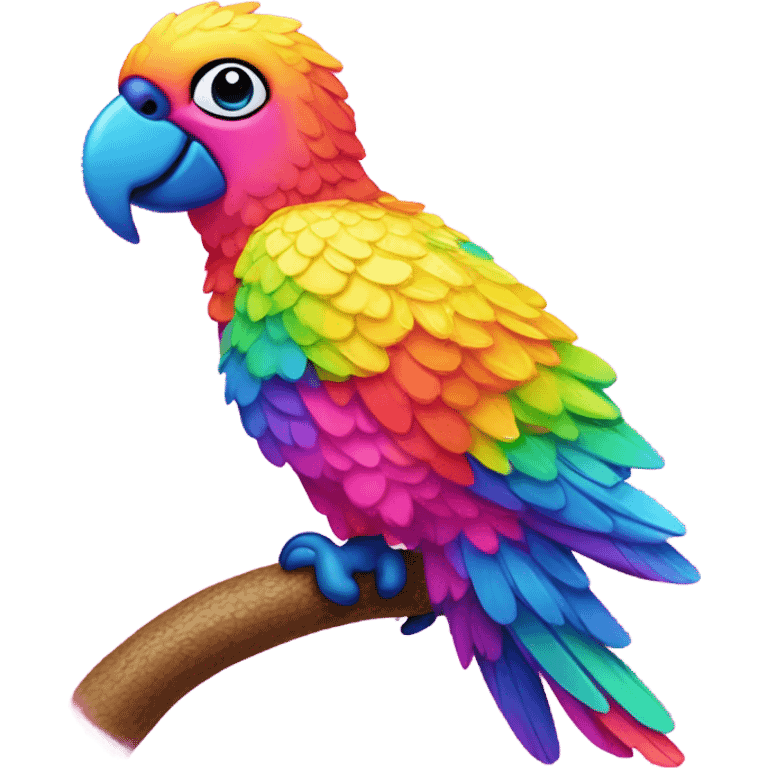 Lisa frank rainbow sparkly pink parrot  emoji