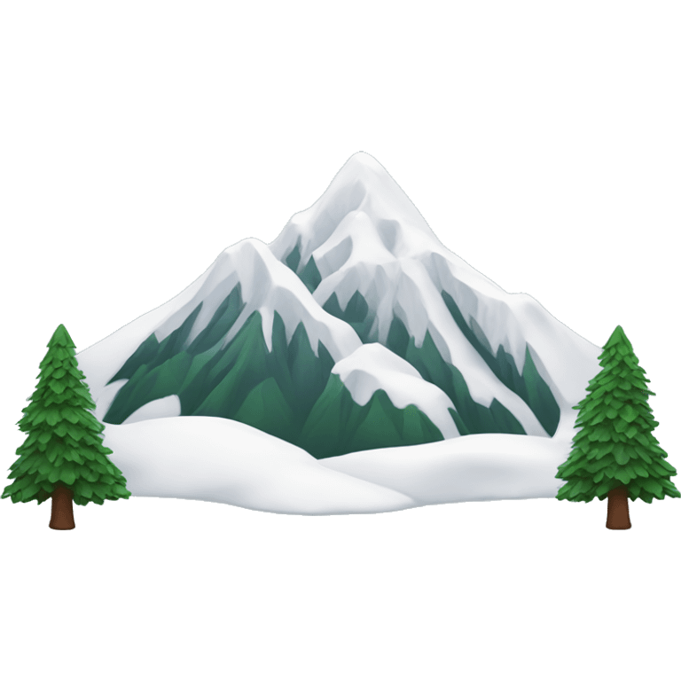 snowy mountain with pine trees  emoji