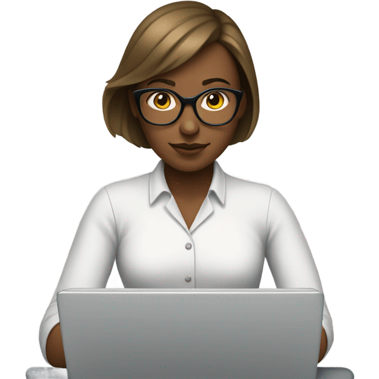 white woman working in laptop  emoji