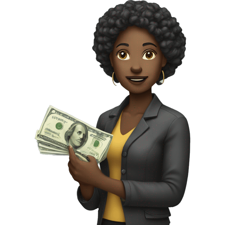 Black woman holding money emoji