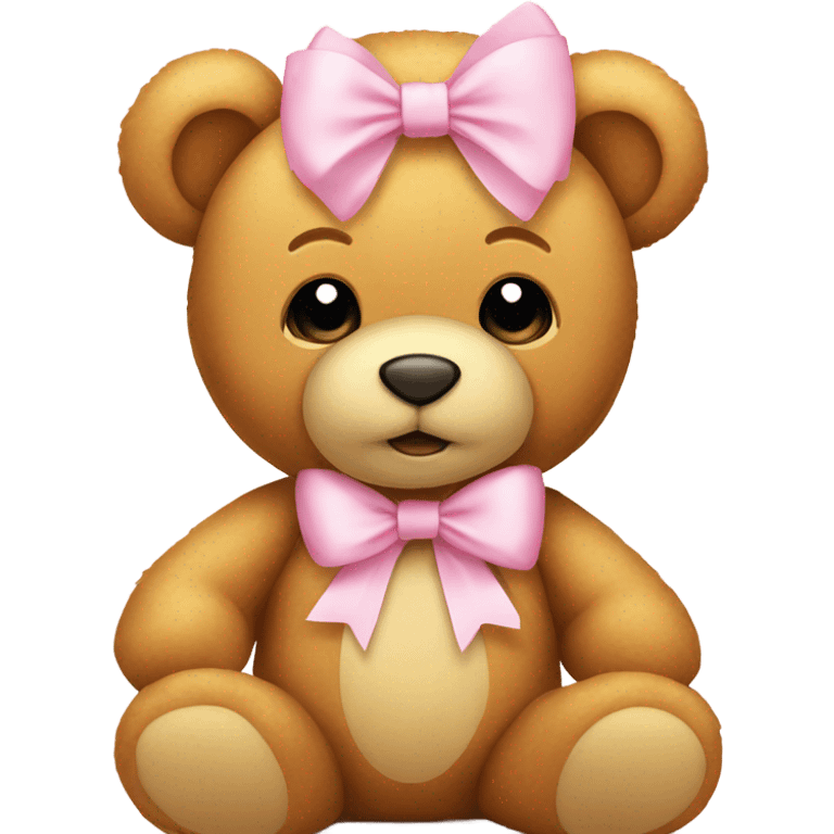 honey colored teddy bear with pastel pink bow emoji