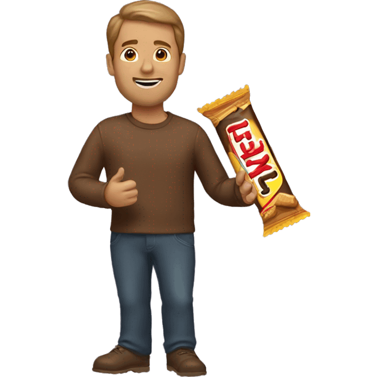 Man holding twix emoji