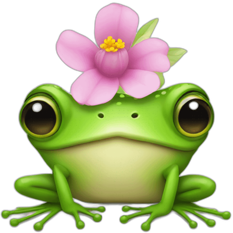 Frog with flower emoji