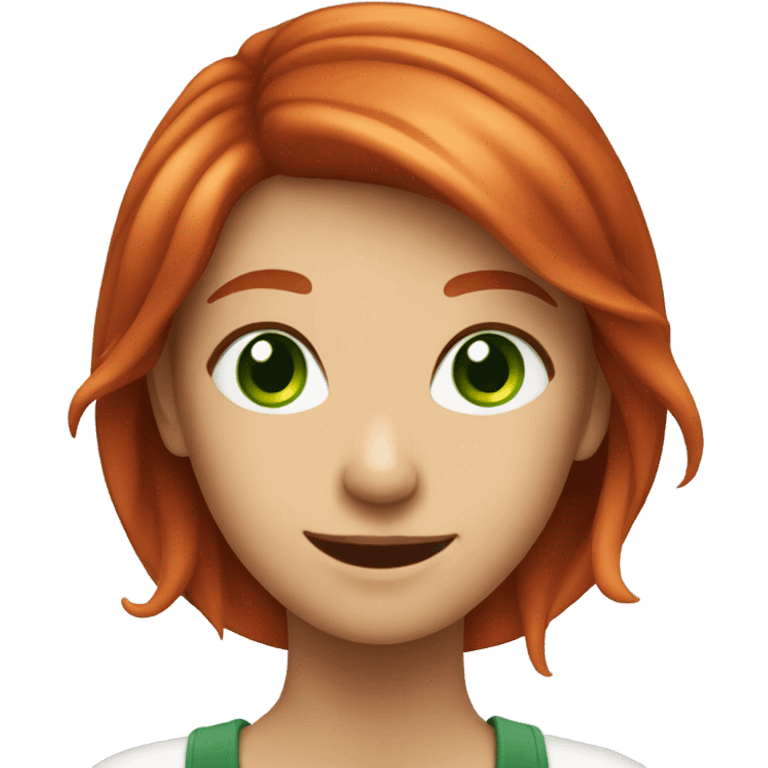 smiling girl with green eyes and red hair emoji