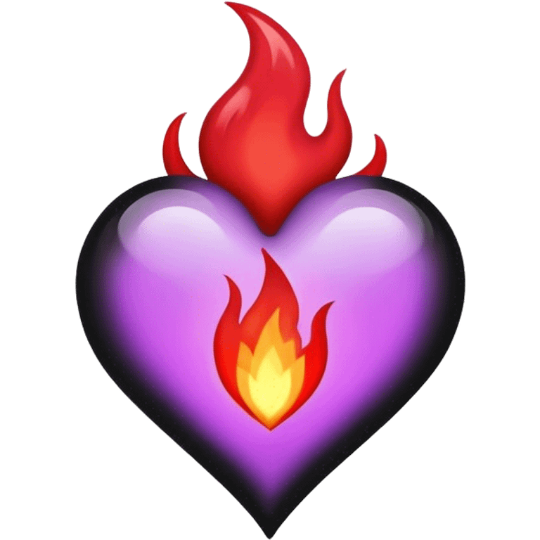 Light purple, red and black flame heart emoji