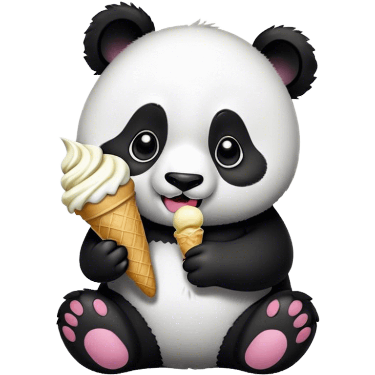 Panda eating ice cream emoji