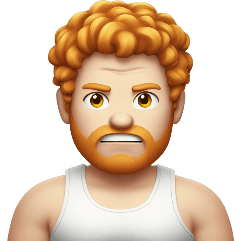 obese ginger kid with long hair and white tank top angry  emoji