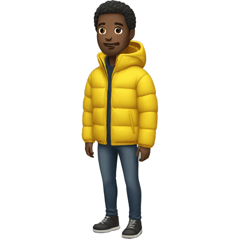 Black man wearing a yellow puffer jacket  emoji