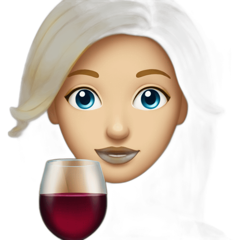 Beautiful woman with blue eyes and golden hair drinking wine emoji