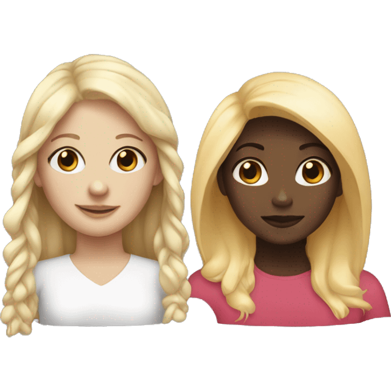 Black girl and blonde white girl emoji