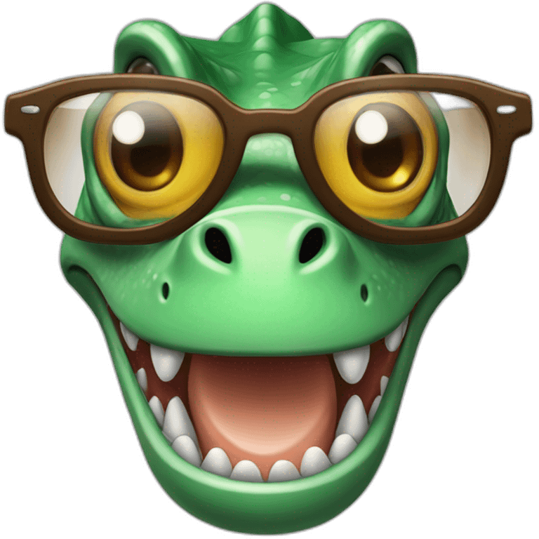 dinosaurio con lentes y Carita sonriendo  emoji