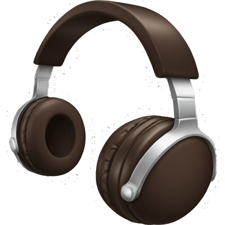 headphones dark brown with silver details emoji