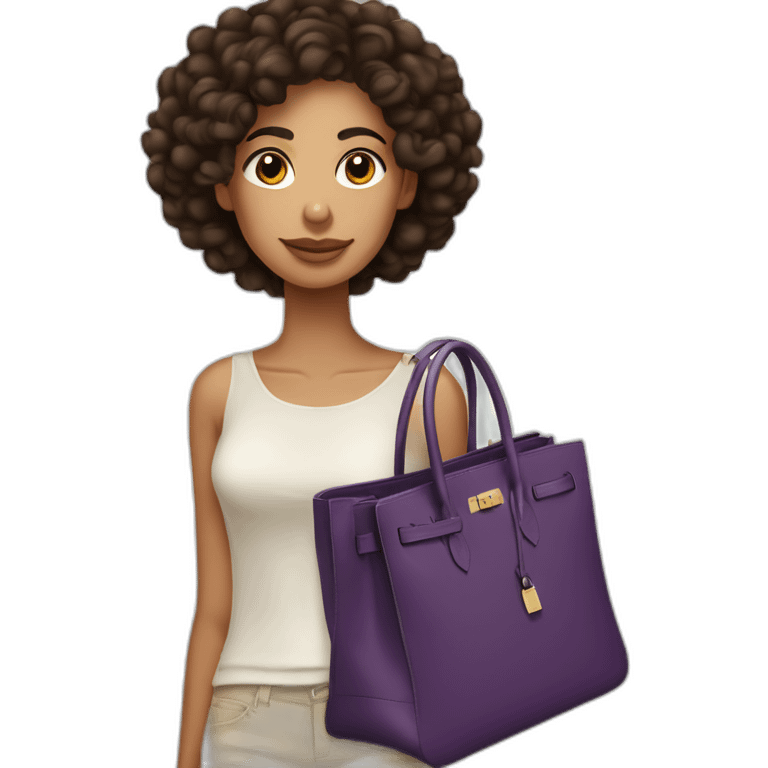 Skinny latino with short curly hair carrying an Hermes Birking bag emoji