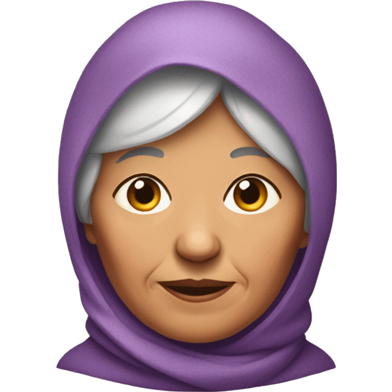 Grandmother with wrinkles in colorful babushka emoji