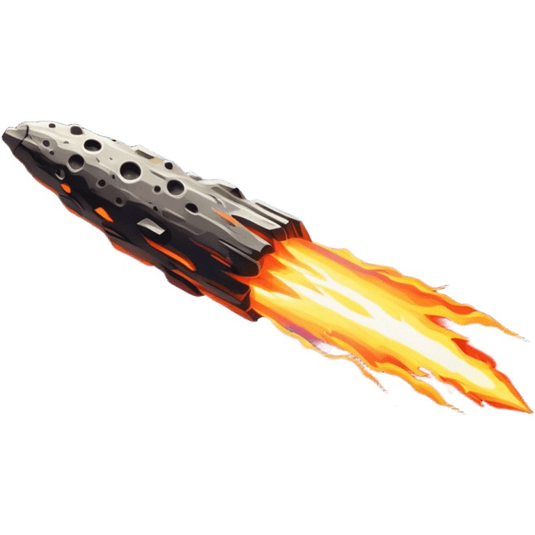  Cinematic Realistic Meteor – A fiery, blazing rock streaking through space, leaving behind a bright, dynamic trail of superheated plasma. Its rocky surface glows intensely as it hurtles toward an unknown destination. emoji