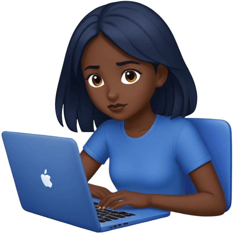 dark-haired girl at a dark blue laptop emoji