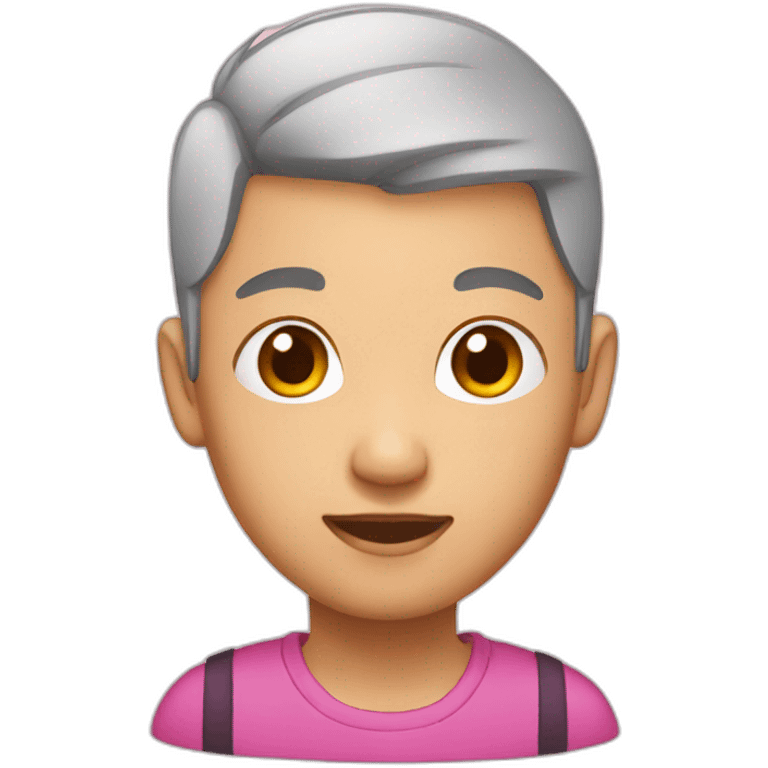 asian with pink hair buzzcut emoji