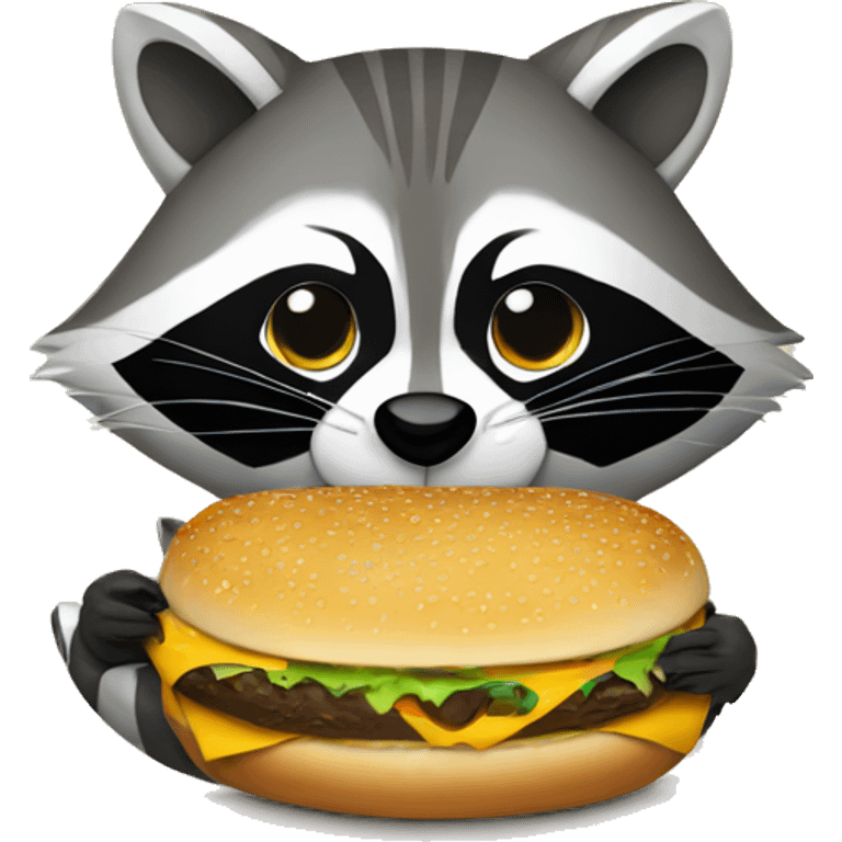 Raccoon eating a cheeseburger emoji