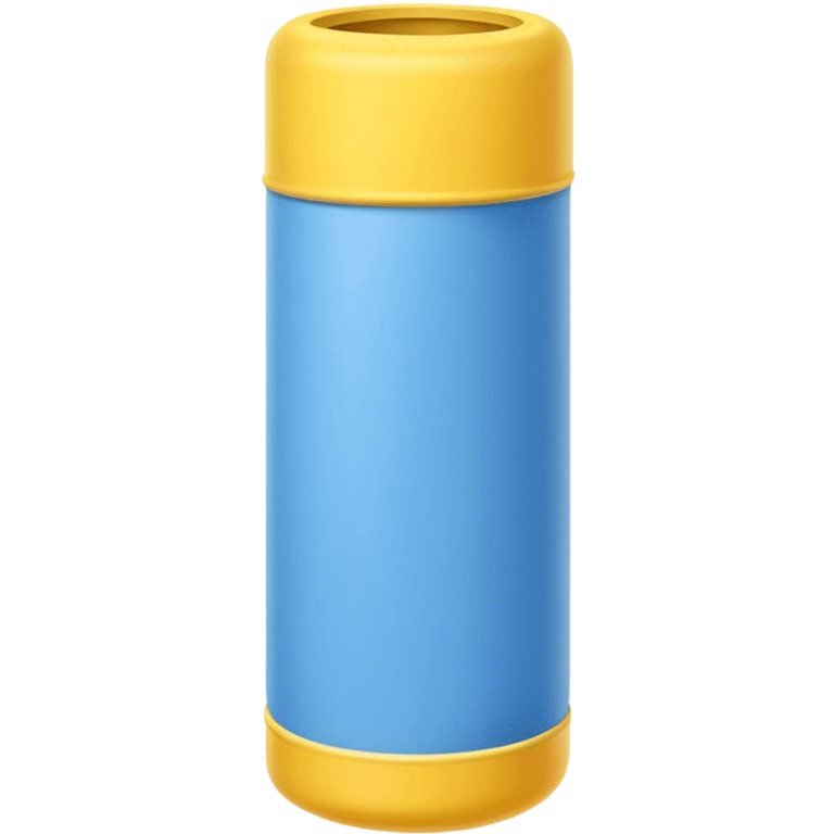 Blue foam tube with yellow ends on both end, not hollow, front view emoji