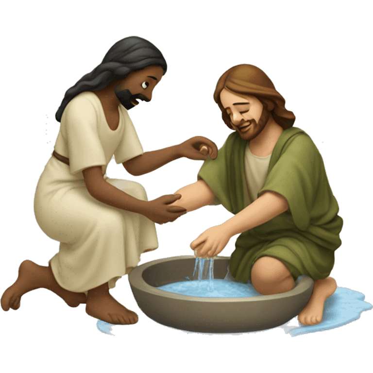 Jesus washing feet of woman emoji