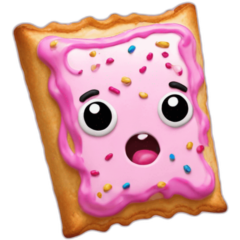 pop tart with pink frosting and sprinkles scared emoji