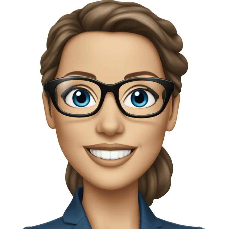 Kate Beckinsale, glasses, blue eyes happy elegant lifelike  emoji