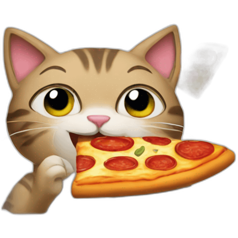 Cat eating a pizza emoji