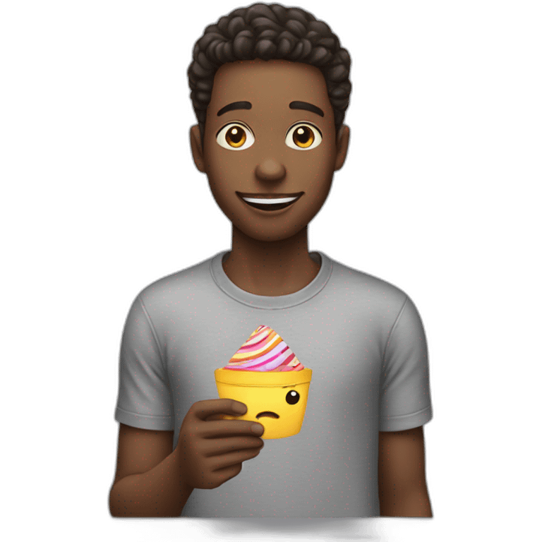 A young man eating candy emoji