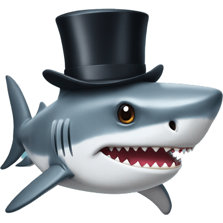 Shark with a top hat emoji