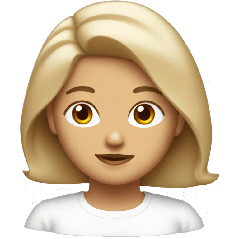 Gato blanco con una mujer cabello liso castaño  emoji