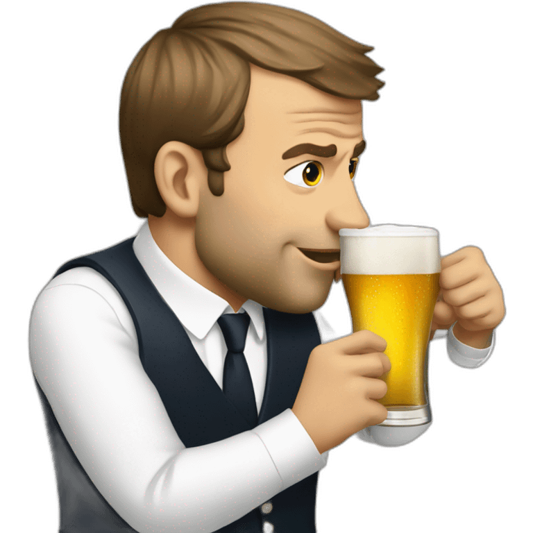 emanuel macron drinking beer emoji