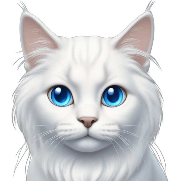 white long hair cat with blue eyes asking for treats emoji