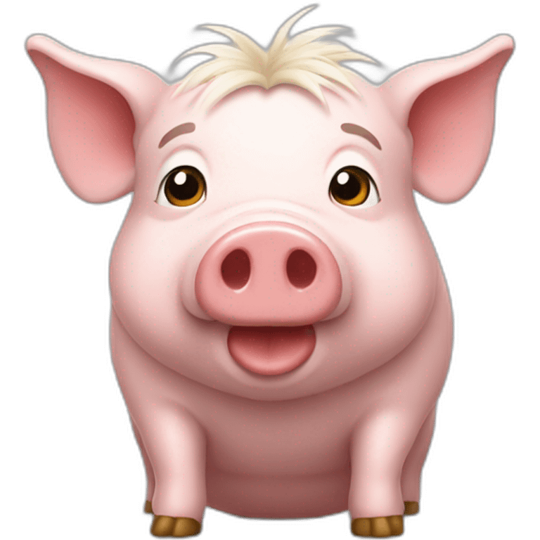 Cochon avec des cheveux emoji