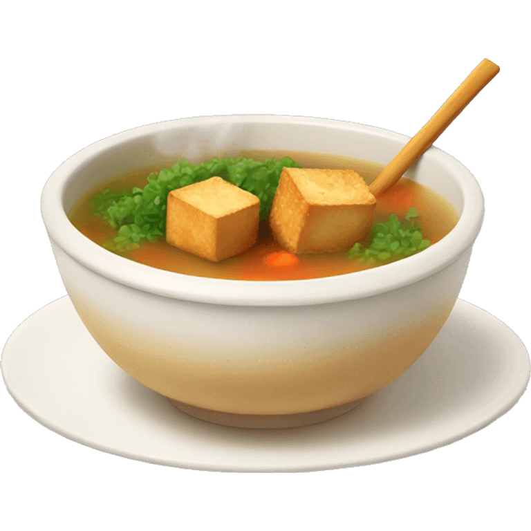 Hot soup with Fried tofu emoji