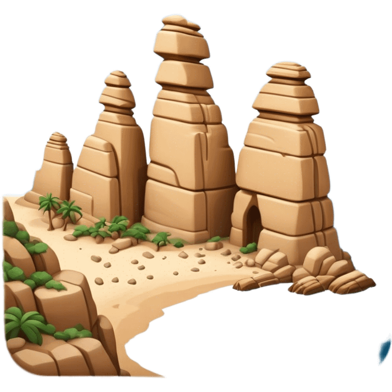 Cinematic Realistic Raouche Rocks Landmark Emoji, depicted with dramatic natural rock formations along the Beirut coastline rendered with intricate detail and dynamic natural lighting. emoji