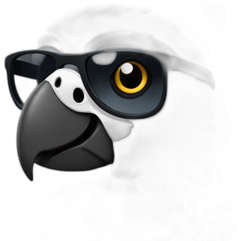 African grey parrot wearing black sunglasses emoji