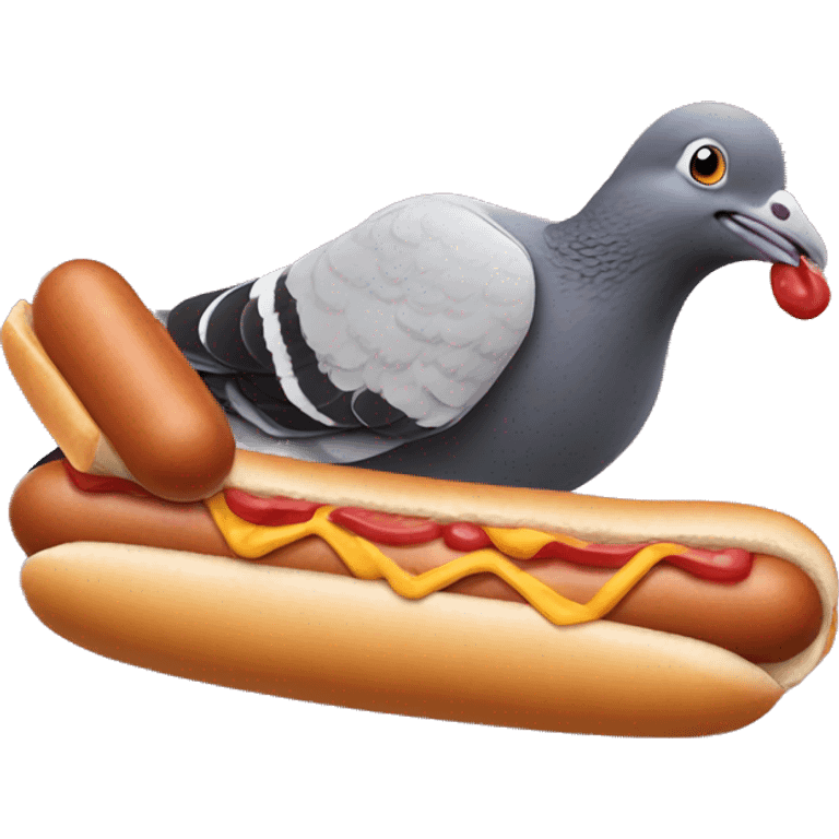 a pigeon eating a hot dog  emoji