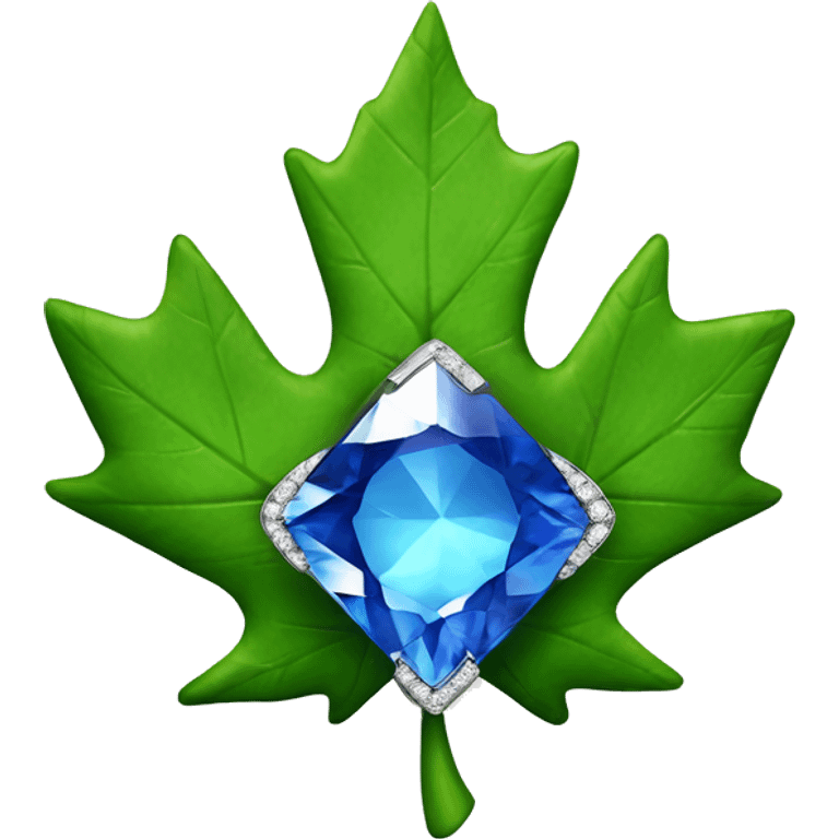 Green Maple Leaf Add Diamond saphire  gems, trophy emoji