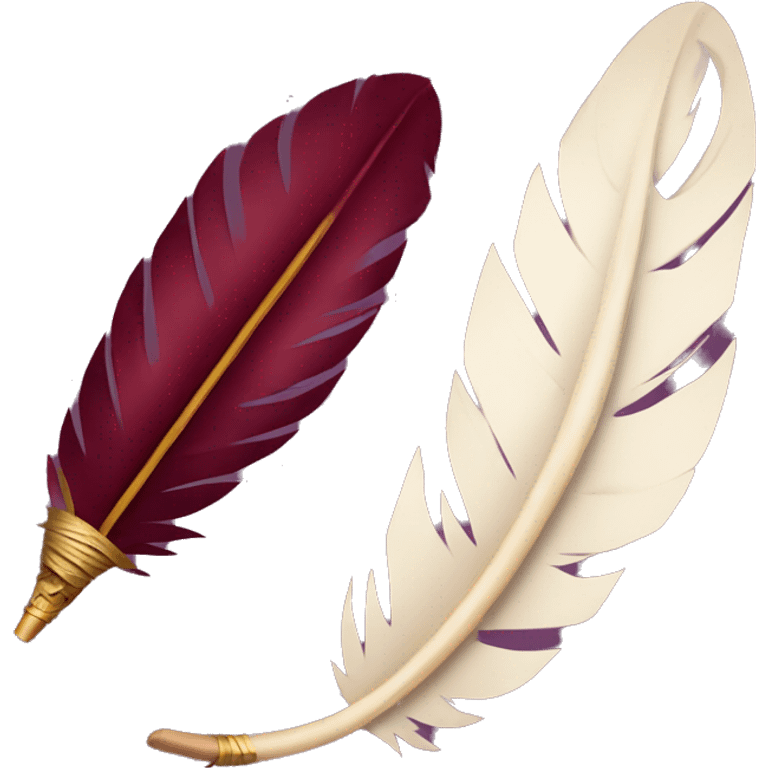 a feather quill and an open maroon SCROLL emoji