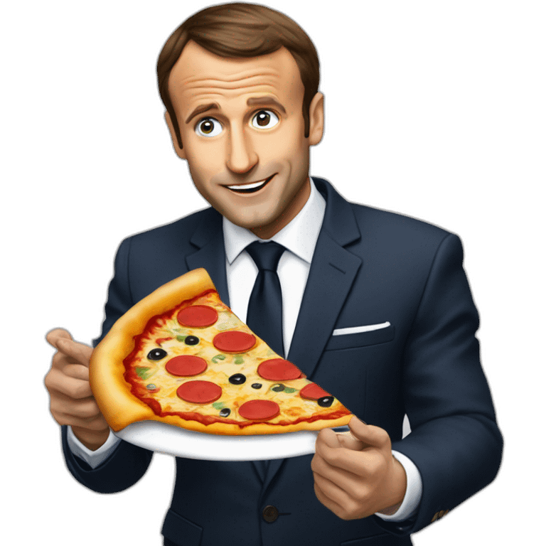 Macron qui mange une pizza emoji