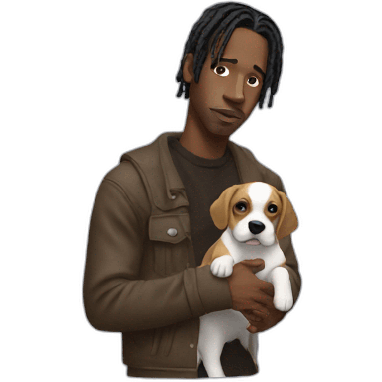 Travis Scott with a dog in his hand emoji