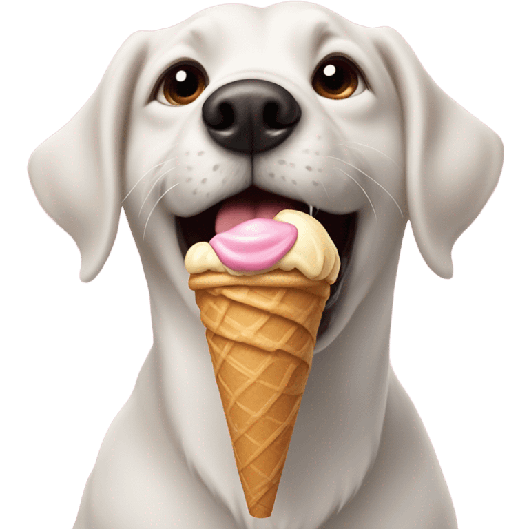 Crazy dog holding ice cream emoji