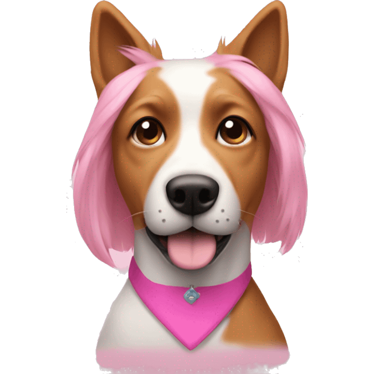 A dog with a pink pow in hair emoji